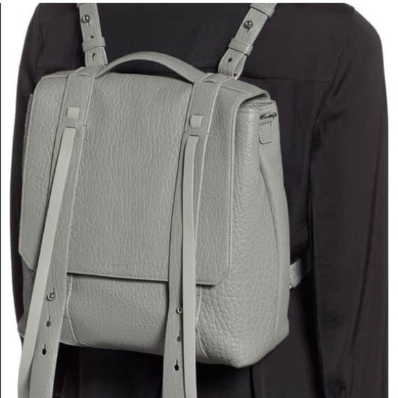 All Saints Vincent Blue/Gray Leather Backpack - Picture 1 of 16